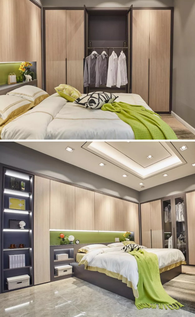 九游会J9免漆生态板清风胡桃定制衣柜实拍